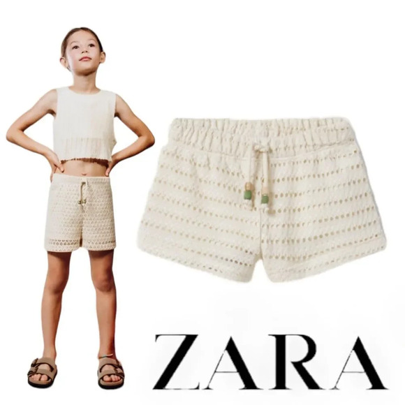 ZARA Kids | Ecru | CROCHET SHORTS - Picture 1 of 6